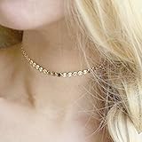 Bridalvenus Gold Choker Necklace, Alloy Sequin Vintage Necklace for Women and Girls (Gold)