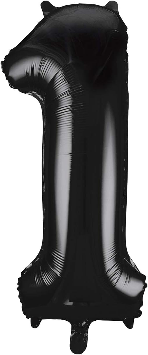 Unique Black Number 1 Shaped Large Foil Balloon 86cm - 1 Piece