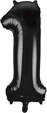 Unique Black Number 1 Shaped Large Foil Balloon 86cm - 1 Piece