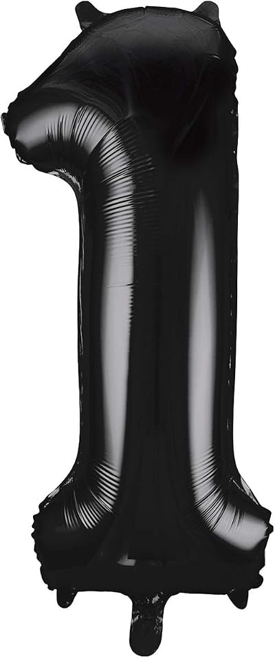 Unique Black Number 1 Shaped Large Foil Balloon 86cm - 1 Piece