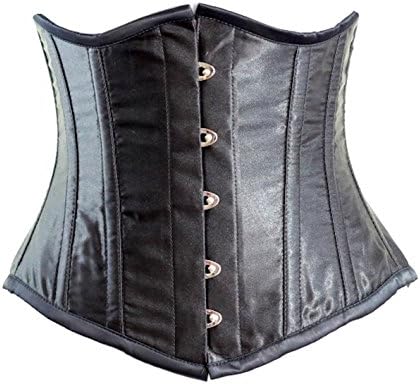 Burleska Women's Classic Waist Shaper Underbust Corset (XS/20, Black Satin)