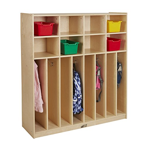 ECR4Kids Birch 8-Section Slim-Fit School Coat Locker with Hooks and Storage for Kids, 48" Wide - Thumbnail 2