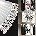 WOKOTO 25 Sheets Halloween Waterslide Nail Decals with 1Pcs Tweezers Grimace Skull Eye Nail Art Wrap Stickers Manicure Kits