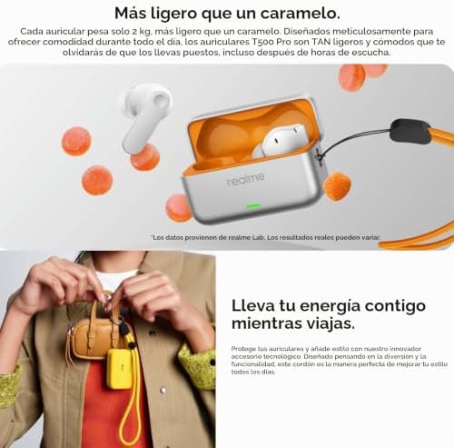Buds T500 Pro Auriculares Inalámbricos con 50dB ANC Cancelación de Ruido, 56H de Batería, Auriculares Bluetooth TWS In-Ear con 12,4 mm Hi-Res Audio Controlador, Traducción con IA, Bluetooth 6.1