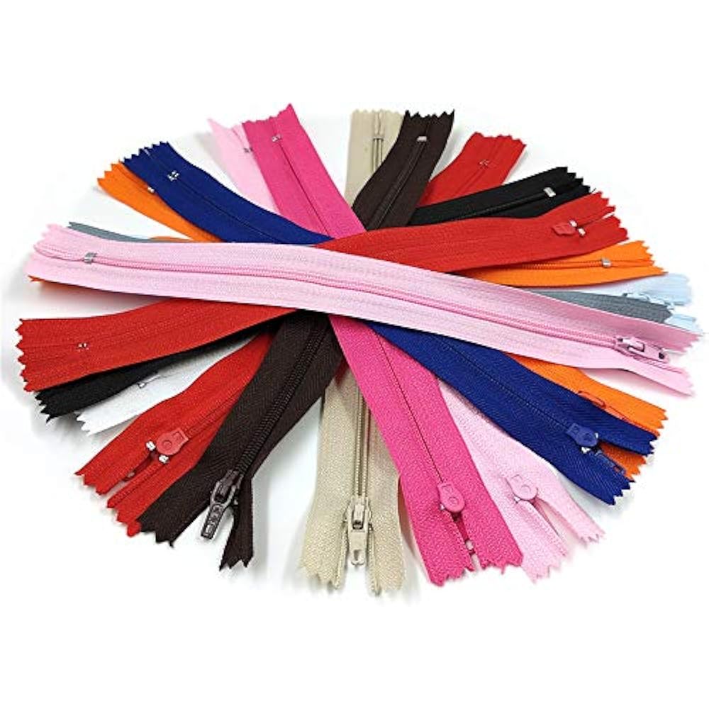 100 Pcs 9 Inch Nylon Coil Zippers Bulk Tailor Sewing Crafts (20 Colors
