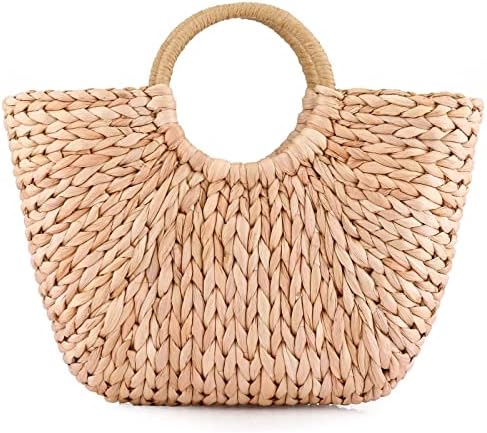YYW Summer Rattan Bag for Women Straw Hand-woven Top-handle