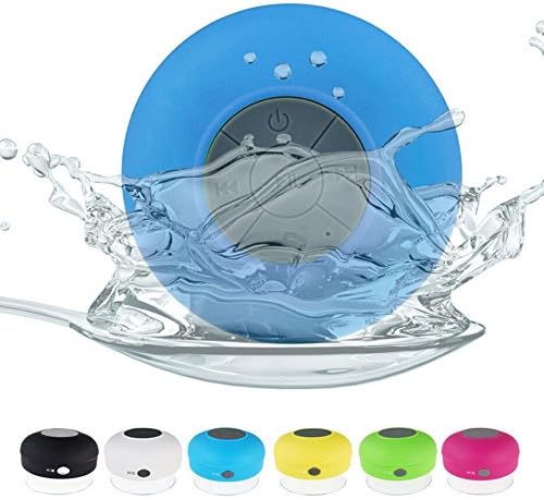 Mini Waterproof Shower Speaker Portable Wireless Bluetooth Speaker with Suction Cup for Mounting on Shower Room or Car Windshield with Mic for Hands-Free Call Answering, for iPhone, IPod , IPad , Nexus, Samsung, Other Smart Phones, Mp3 Players, and Computers, Laptop