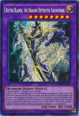 Yu-Gi-Oh! - Buster Blader, the Dragon Destroyer Swordsman (MP16-EN210) - Mega Pack 2016 - 1st Edition - Secret Rare