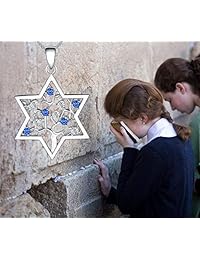 Collar de plata de ley 925 con diseño de estrella hexagonal del árbol de la vida, con escudo de 6 puntos.