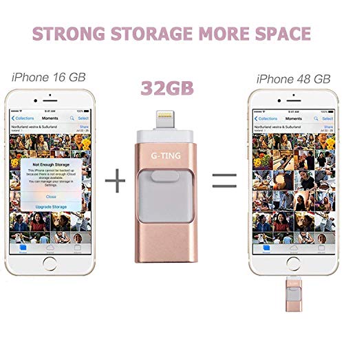 USB Flash Drives for iPhone 64 GB Pen-Drive Memory Storage, G-TING Jump Drive Lightning Memory Stick External Storage, Memory Expansion for Apple iOS Android Computers (Pink) - Thumbnail 4