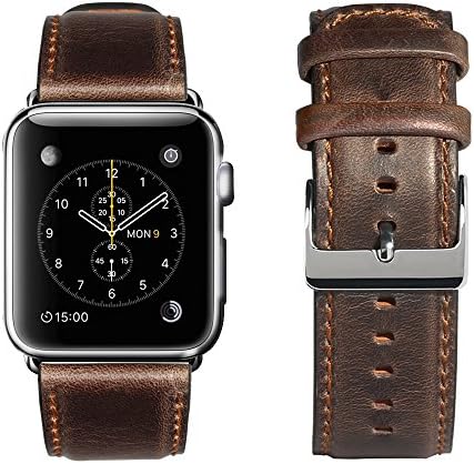 yearscase 42MM Retro Vintage Genuine Leather iWatch Strap Replacement Compatible Apple Watch Band Series 3 Series 2 Series 1 Nike+ Hermes&Edition - Coffee