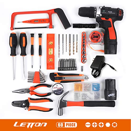 LETTON Power Tools Combo Kit Set with 60 Accessories 16.8V Cordless