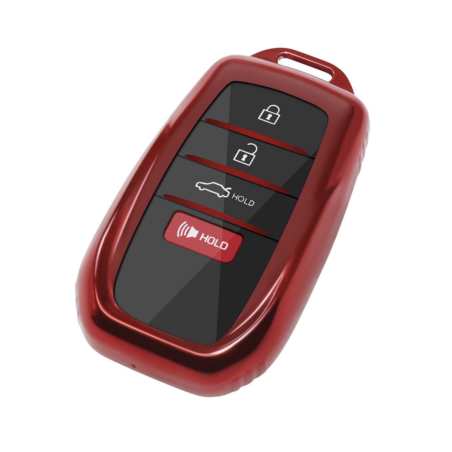 Photo 1 of REMOCH for Toyota Key Fob Cover for 2025 Camry 2020-2025 Rav4 2019-2025 Land Cruiser Key Shell Case for 2021-2025 Sienna Venza Hilux Grand Highlander Tundra Corolla bZ4X Prius (1PC, Transparent Red)