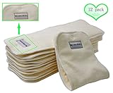 Bamboo Cloth Diaper Inserts-BumGenius Reusable Liners With a Fix Snap 4 Layers 12 Pieces 14