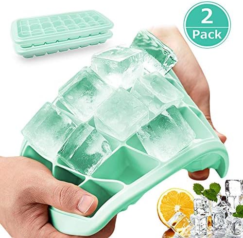 Ice Cube Trays with Lids, HAMSWAN 2 Pack Silicone Ice Cube Trays Flexible and Easy Release 24 Ice Cube Molds for Whiskey, Cocktails - BPA Free, Stackable Durable, Dishwasher Safe