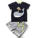 Evelin LEE Baby Boy Short Sleeve T-Shirts and Stripe Shorts 2pcs Set Clothes (12-18 Months, Dolphin)