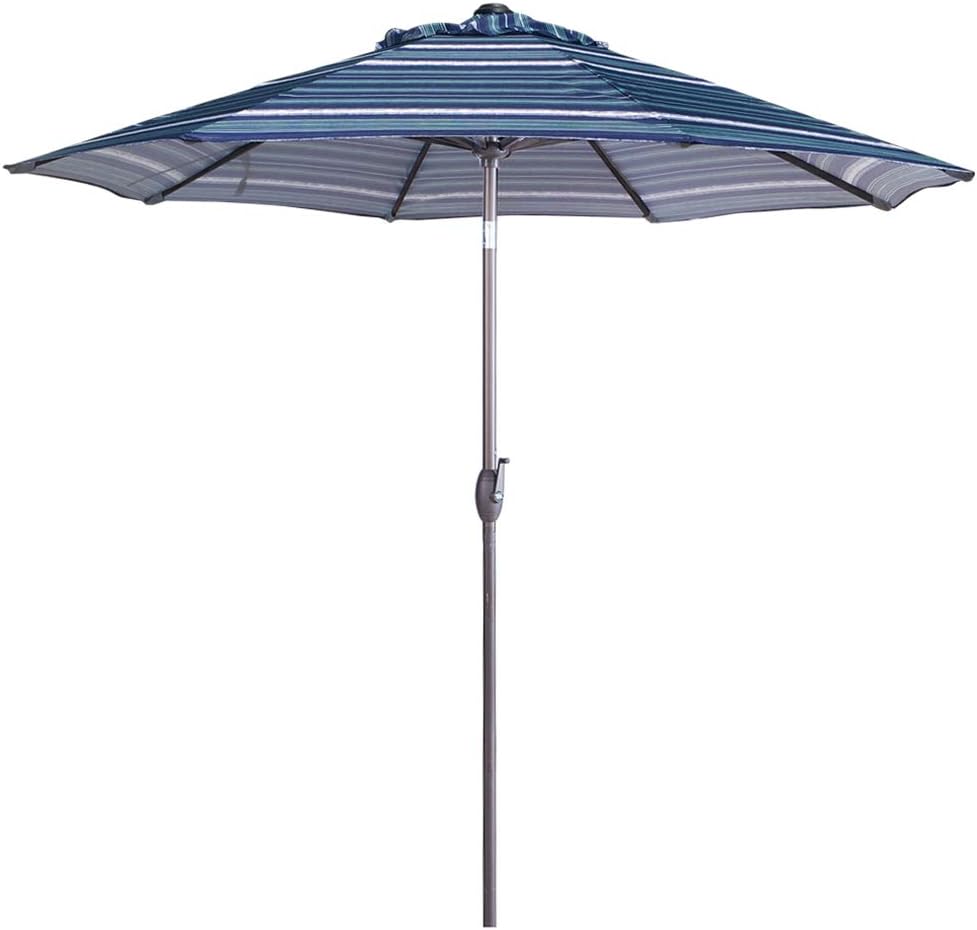 Abba Patio 10ft Patio Umbrella Market Outdoor Table Umbrella with Auto Tilt and Crank for Garden, Lawn, Deck, Backyard & Pool, 8 Sturdy Steel Ribs, Blue Striped
