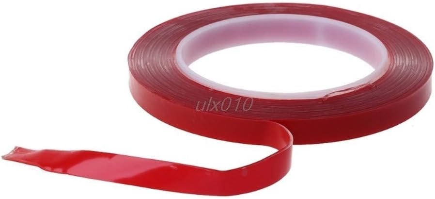 CHINAJIAODAI Masking Tape 1 roll 5M Strong Pet Adhesive PET Red Film Clear Double Sided Tape No Trace for Phone LCD Screen,15mmx11m