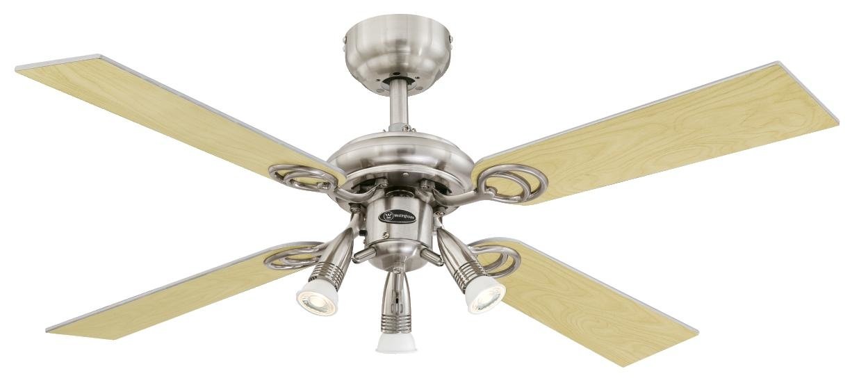 Westinghouse Lighting 72118 Pearl Three-Light 105 cm Four-Blade Indoor Ceiling Fan, Stainless Steel Finish