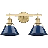Golden Lighting 3306-BA2 BCB-NVY Orwell - 2 Light Bath Vanity-9.88 Inches Tall and 18.25 Inches Wide, Finish Color: Brushed C