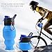 Collapsible Water Bottle 18oz, YUANFENG Leak Proof BPA Free Silicone Foldable Sports Outdoor Travel Water Bottles (Blue)