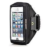iPhone 5 / SE Armband with Expanded Pocket for Protective Case, Sports Running Armband fits iPhone SE, iPhone 5s, iPhone 5, iPhone 5c, iPhone 4 and iPod Touch 5G, Adjustable, Sweat Resistant
