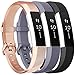 Vancle Bands Replacement for Alta HR and Alta (3 Pack), Newest Sport Replacement Wristbands with Secure Metal Buckle for Alta HR/Alta (Gray Rose-Gold Black, Small)