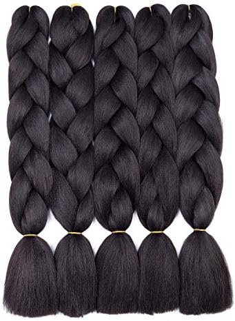 24Inch Ombre Jumbo Braiding Hair Kanekalon Synthetic Crochet Braiding Hair Ombre Twist 5Packs 100% Kanekalon Fiber for Twist Braiding Hair(Black/Light Brown)