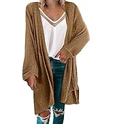 Bdcoco Women's Open Front Long Sweater Cardigans Long Sleeve Knitted Outwear