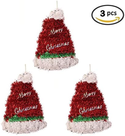Christmas Wall Decorations Hanging Ornament 3 pcs Santa Hats for Xmas Party Holidays Office Decorative Use