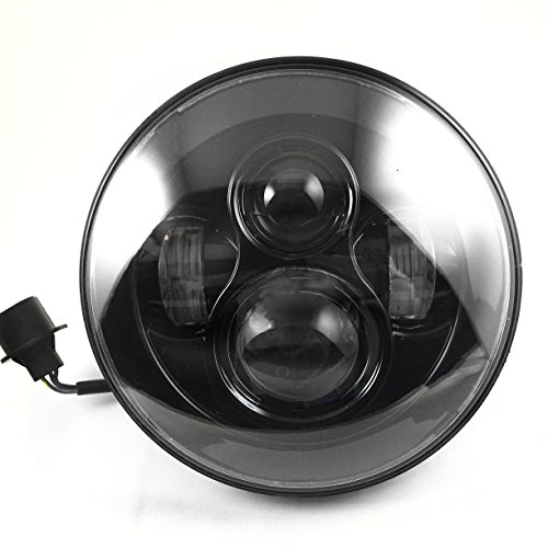 Eagle Lights 7" Round 8700 Black Harley Daymaker LED Headlight with Matching Black Passing Lamps, Adapter Ring and Free T-Shirt