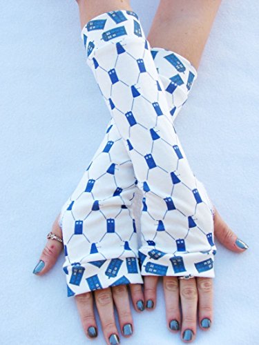 Whovian Arm Warmers Police Box Fingerless Gloves