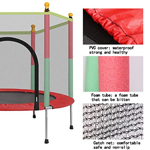 Kids Mini Trampoline | Children Trampolines with Safety Enclosure Net Jumping Spring Mat Pull T-Hook | Jump Indoor Outdoor Trampoline for Family School Entertainmen (1PC Toddler Round Trampoline) - Thumbnail 4