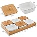 Creamic Snack Serving Tray, 6 Piece with Tray Serving Platter with Bamboo Lids and Pallets Removable Compartment Bowls Moisture-Proof Bowls for Snacks,Condiments,Food,Appetizers