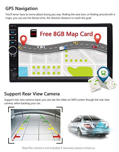 7" Touch Screen Double Din Car Stereo in Dash GPS Navigation QuadCore CPU Support Bluetooth 2 Din Car Radio Audio Vehicle Headunit Free Rear Camera and Car Tuning Screen Mirror Steering Wheel Control