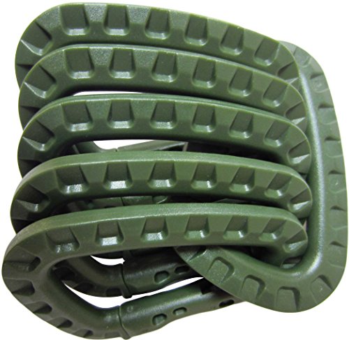 Tactical Carabiner Keychain - Hard Polymer Carabiners Climbing D Rings Light Weight Spring Snap Gear Clip Utility Hooks Backpack Hanging Buckle for Camping Hiking Fishing (Army Green, 6PCS)