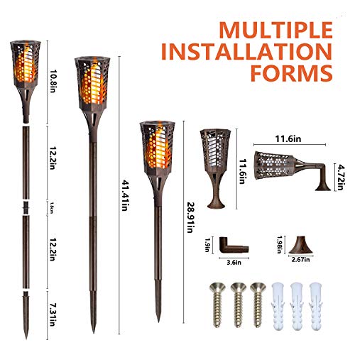 charaHOME Solar Lights Outdoor Waterproof Flickering Flames Torches Lights Solar Spotlights Landscape Decoration Lighting Dusk to Dawn Auto On/Off Security Torch Light for Garden Patio Driveway 4 Pack - Thumbnail 2