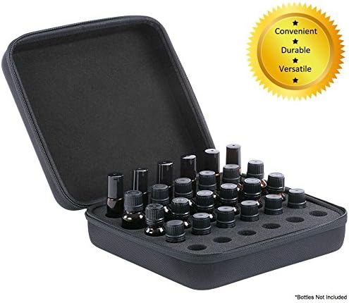 Essential Oil Carrying Case (Black) Holds 30 Bottles - 5ml, 10ml, 15ml. High Quality, Durable Nylon Shell Exterior w/ Flexible EVA Foam for Safe Protection