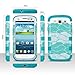ULAK Galaxy S3 Case, S3 Case - Shock Resistant Series Hybrid Rubber Case Cover for Samsung Galaxy S3 III i9300 3in1 Hard Plastic +Soft Silicone(Ocean-Blue Silicone)
