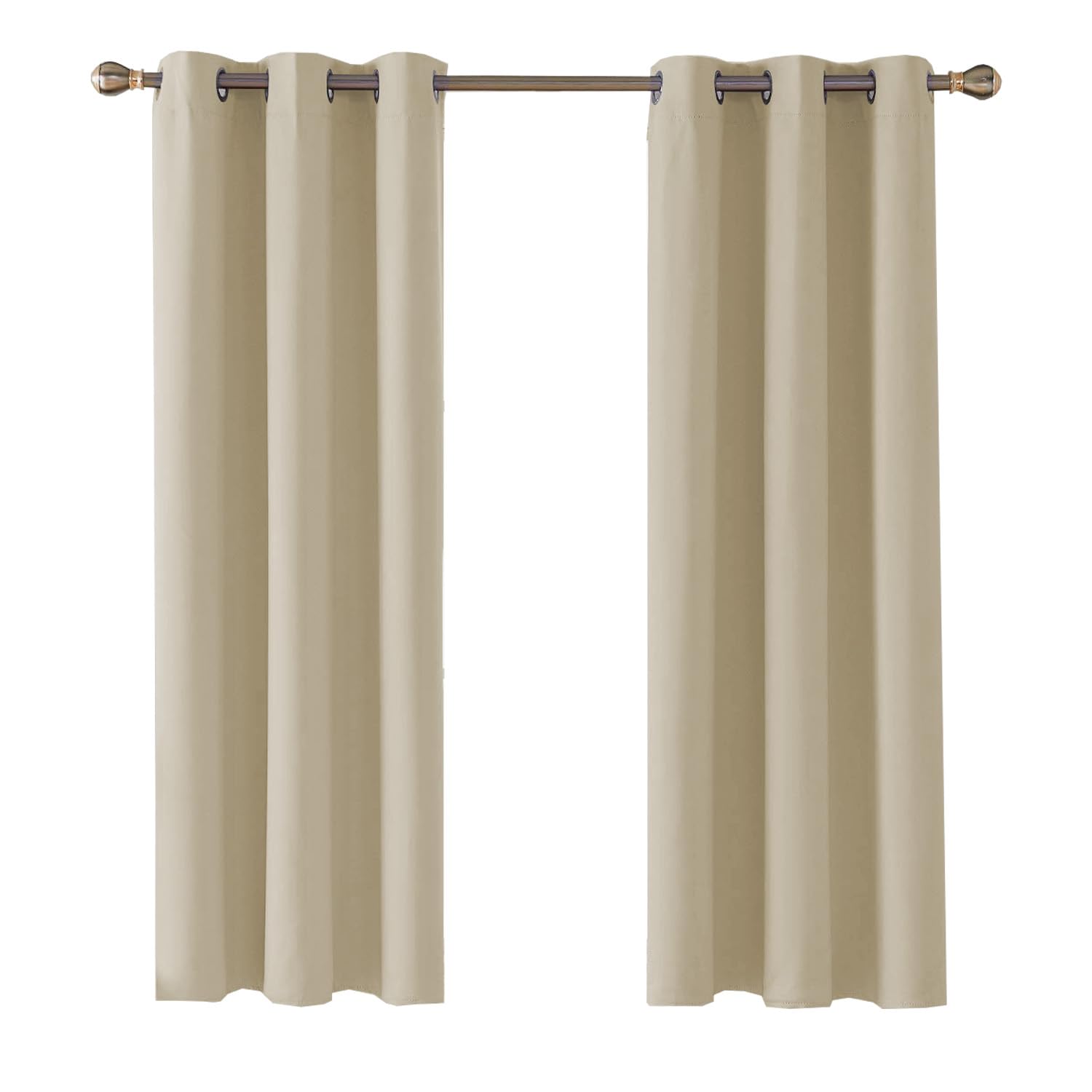 Home In Style 4U Thermal Insulated Blackout Curtains for Bedroom Windows Beige Curtains 46" width x 54" drop 2 Panels, Ring Top Eyelet Super Soft Blackout Eyelet Curtains for Living Room