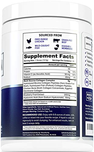 Multi Collagen Elite Vanilla Ice Cream Collagen Protein Powder: Multiple Source Grass-Fed Hydrolyzed Collagen Peptides with Vitamin C and Hyaluronic Acid, Types I II III V X, Anti-Aging Powder, 30srv - Thumbnail 2