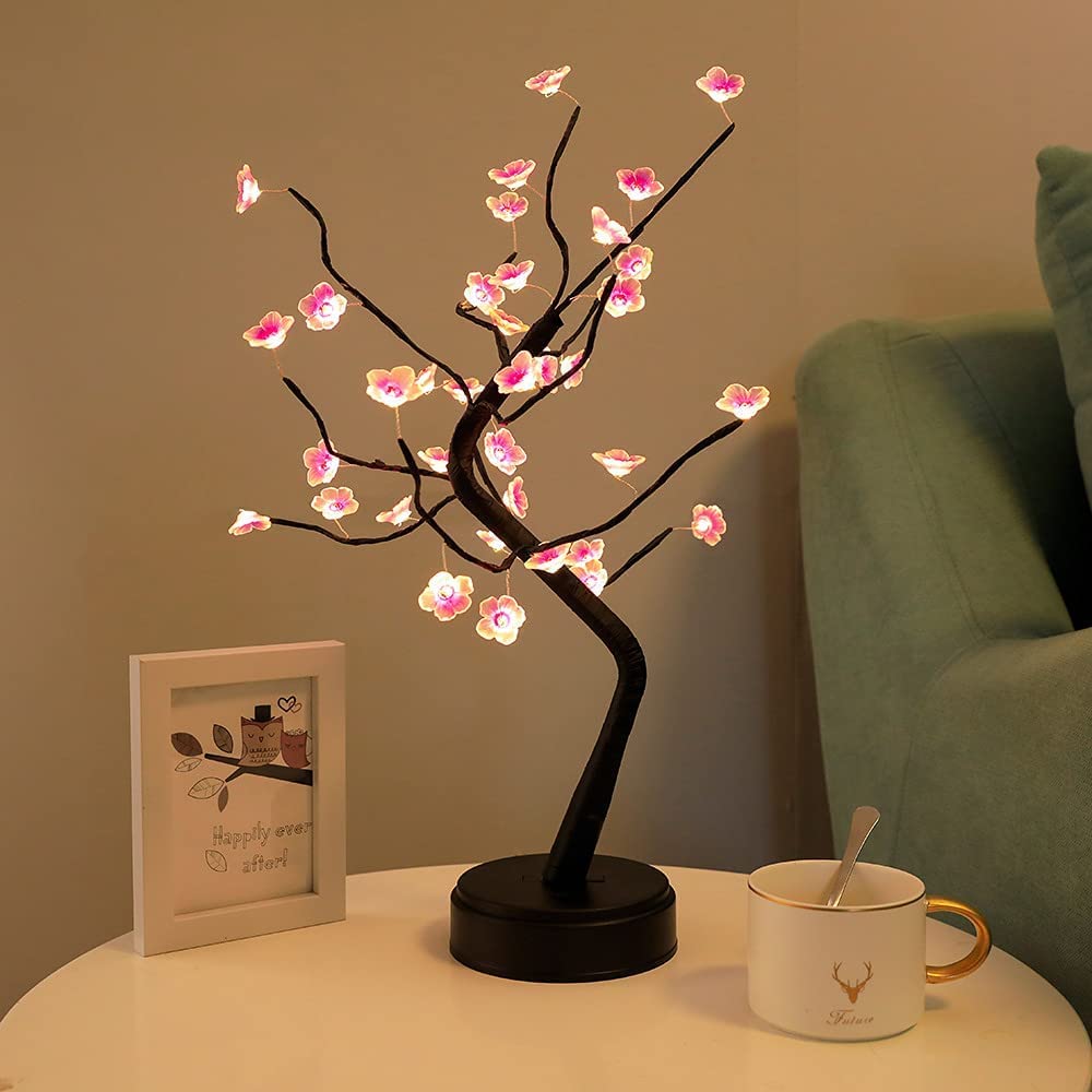 Gresonic Tabletop Bonsai Tree Light with 108 LED Copper Wire String Lights, DIY Artificial Tree Lamp for Bedroom Desktop Christmas Party Indoor Decoration Lights (Cherry Blossom)