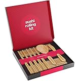 Sushi Making Kit Deluxe with Chopsticks - 100% Bamboo - Includes 2 Rolling Mats, Rice Spreader, Rice Paddle, 5 Pairs Chopsticks