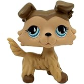 CFCLLBR #893 Mini Pet Toys Tan Collie Dog Teardrop Eyes Animal Figure
