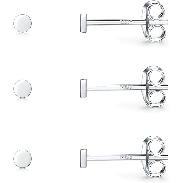 Amazon.com: Sterling Silver Stud Earrings for Women Men, 3 Pairs