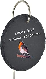 Global Designs Robin Grave Stick Marker Memorial Slate 25x11cm view 3
