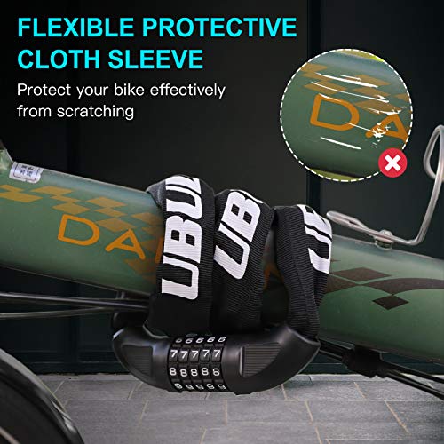 UBULLOX Bike Chain Lock 3FT/4FT Bike Lock 5-Digit Combination Bike