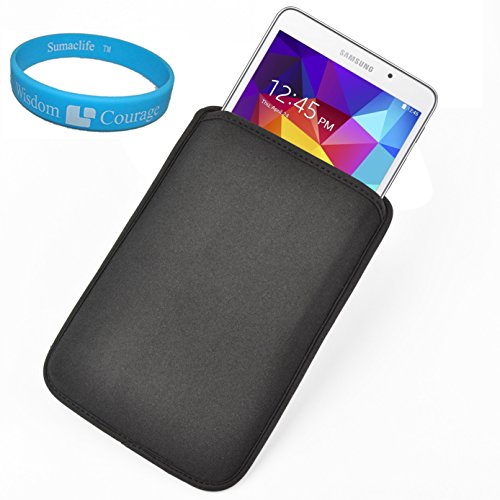 Premium Slim neoprene Sleeve pouch case for Samsung Galaxy Tab 4 8.0 / 7.0 / WinBook TW802 Tablet, 8-Inch / Yuntab 7" 8GB / KingPad K70 7'' (Black) + SumacLife TM Wisdom