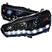Spec-D Tuning 2LHP-EVO08G-8-TM Mitsubishi Lancer EVO X 10 Glossy Black R8 Style LED Projector Headlights