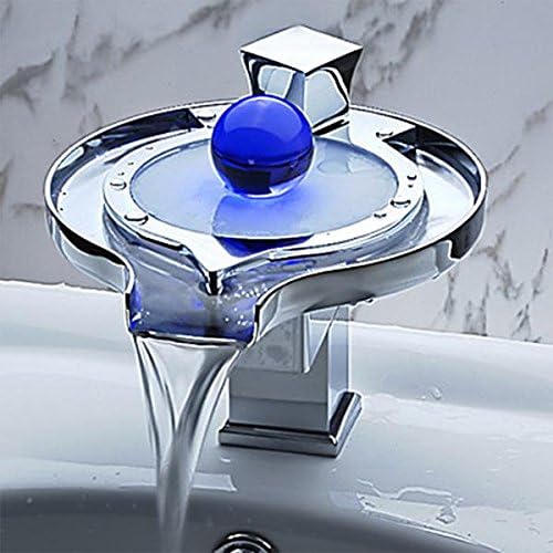 BL-LED under counter basin glow tri-color hot and cold faucet/creative disc waterfall basin faucet